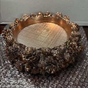 ⭐️HOMEWORX by HARRY SLATKIN PEDESTAL CANDLE HOLDER LARGE PINECONES BRONZE 7x3